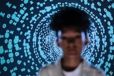 Digital code projection creating a tech-inspired abstract vibe illustrating internet speeds.