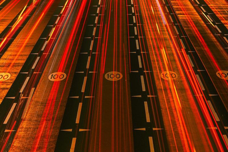 Busy expressway illustrating internet speed