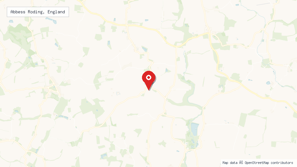 Street map of Abbess Roding, England with location pin