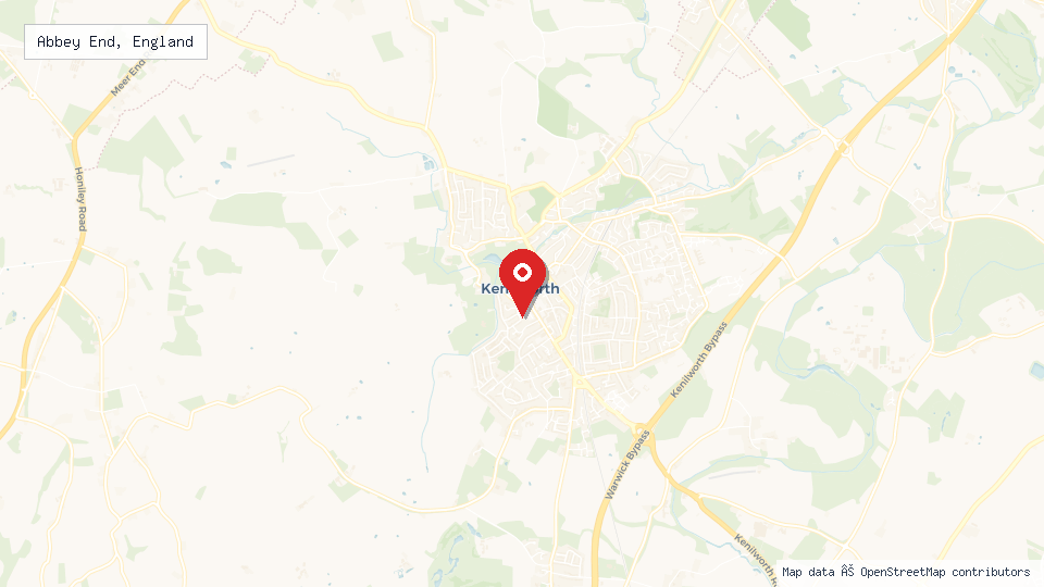 Street map of Abbey End, England with location pin