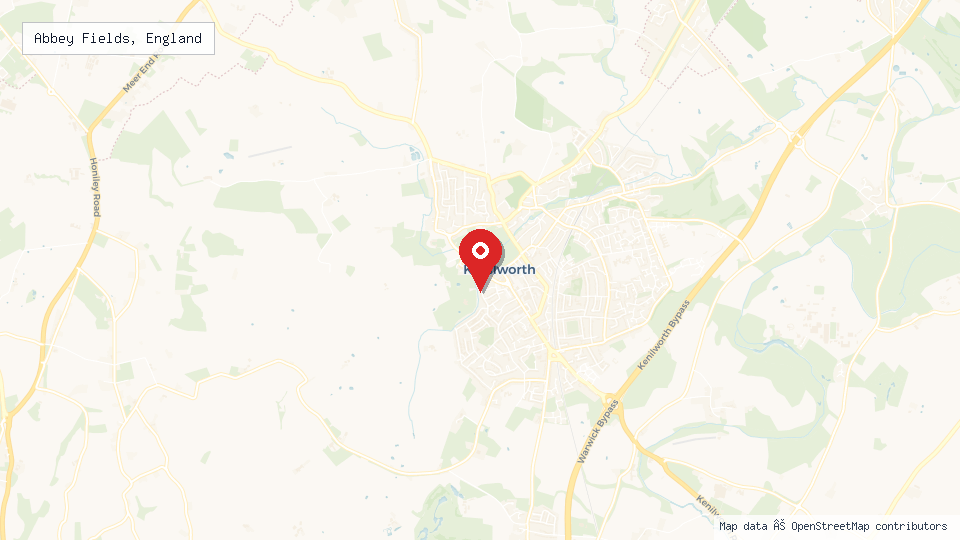 Street map of Abbey Fields, England with location pin