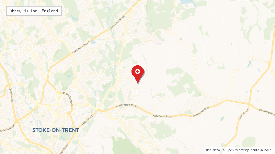 Street map of Abbey Hulton, England with location pin