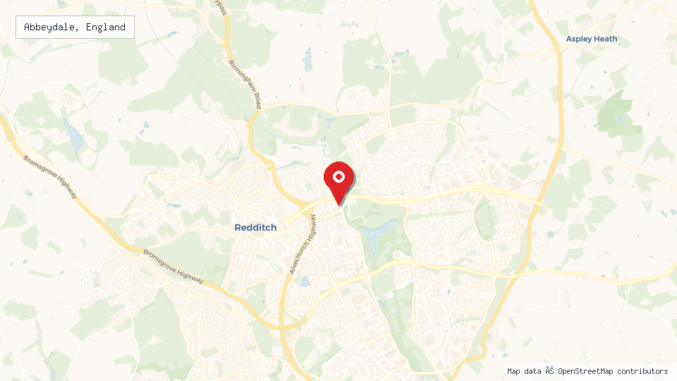 Street map of Abbeydale, England with location pin