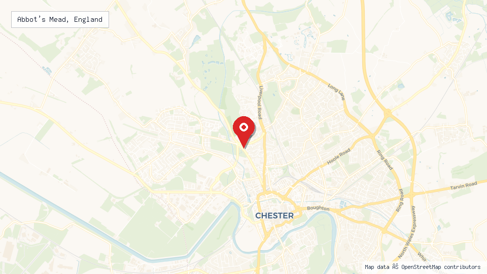 Street map of Abbot's Mead, England with location pin