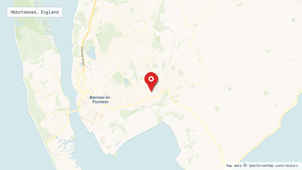 Street map of Abbotsmead, England with location pin