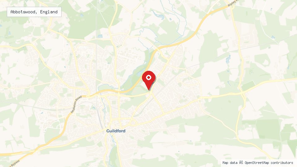Street map of Abbotswood, England with location pin
