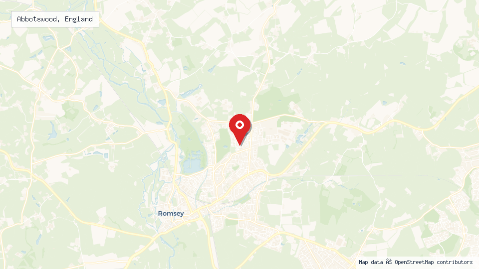 Street map of Abbotswood, England with location pin