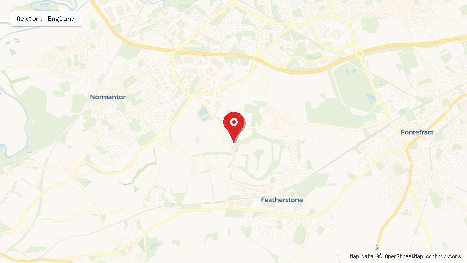Street map of Ackton, England with location pin