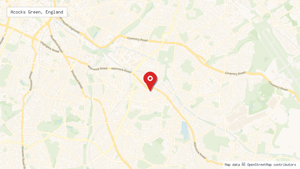 Street map of Acocks Green, England with location pin