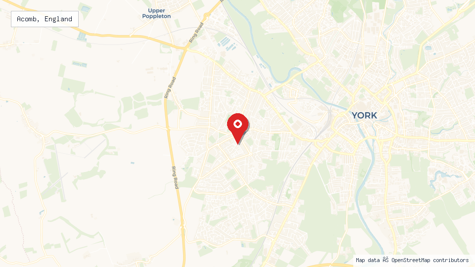 Street map of Acomb, England with location pin