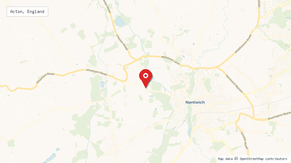 Street map of Acton, England with location pin