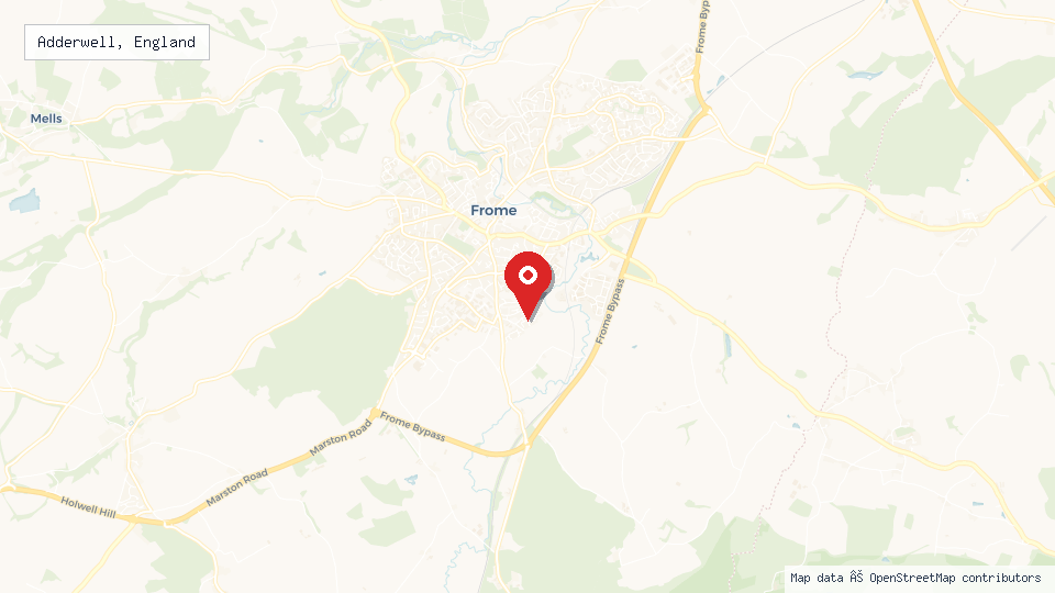 Street map of Adderwell, England with location pin