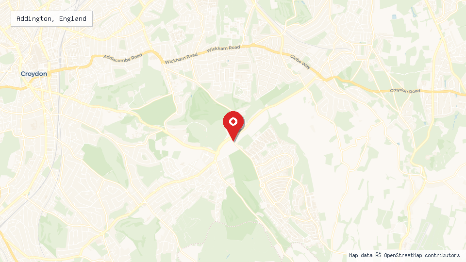 Street map of Addington, England with location pin