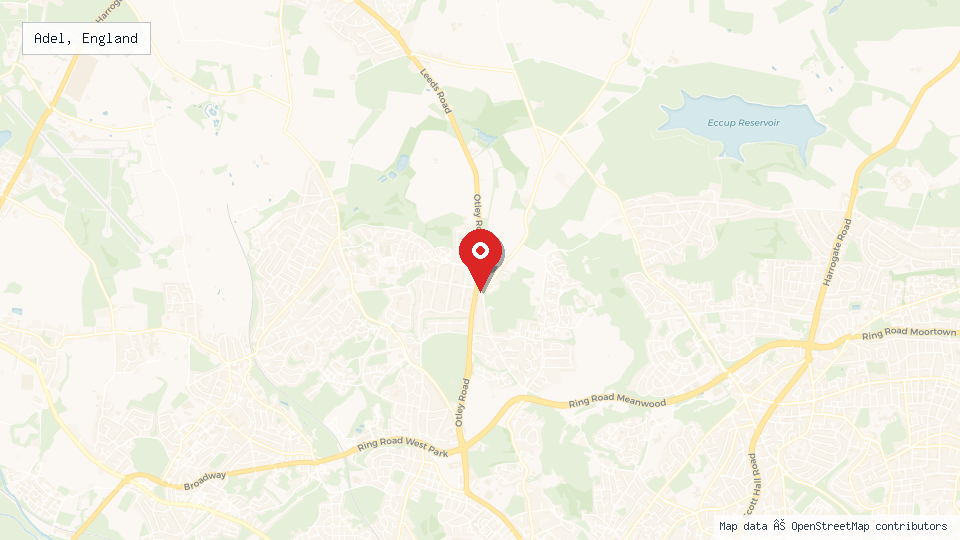 Street map of Adel, England with location pin