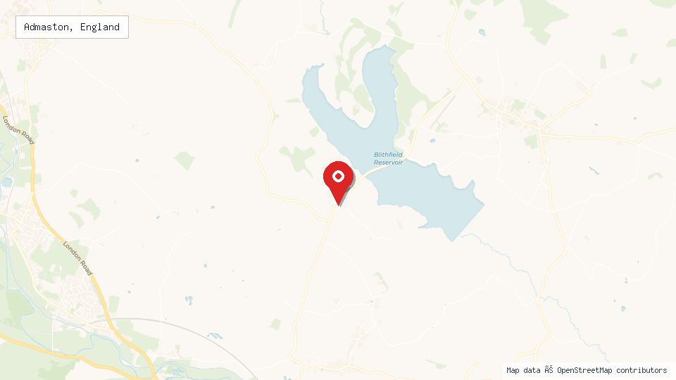 Street map of Admaston, England with location pin