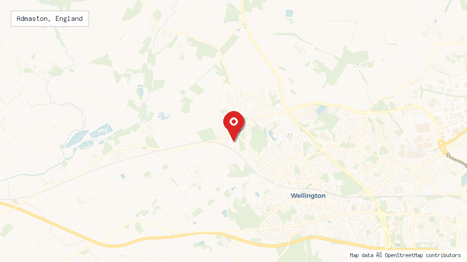 Street map of Admaston, England with location pin