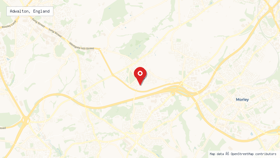 Street map of Adwalton, England with location pin