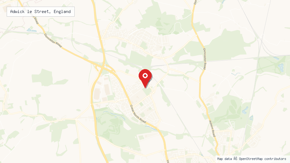 Street map of Adwick le Street, England with location pin