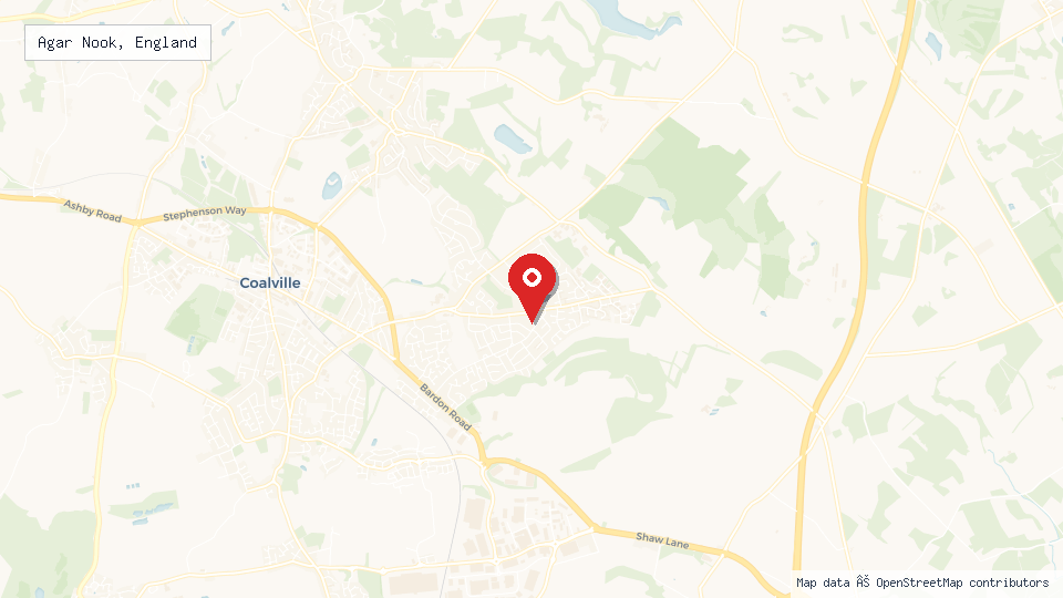 Street map of Agar Nook, England with location pin