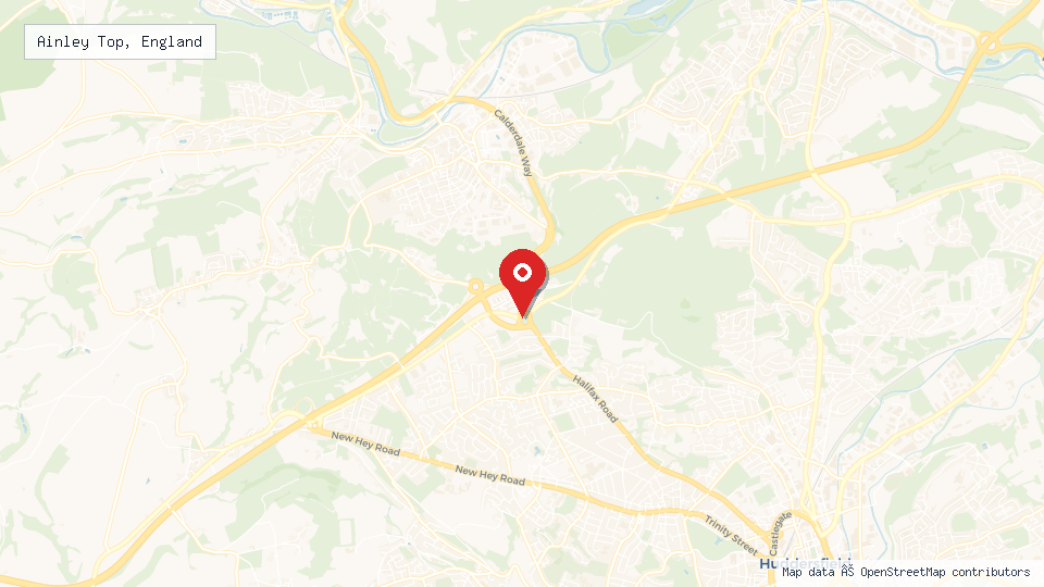 Street map of Ainley Top, England with location pin