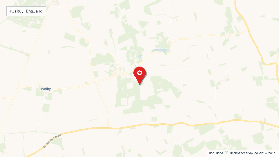 Street map of Aisby, England with location pin