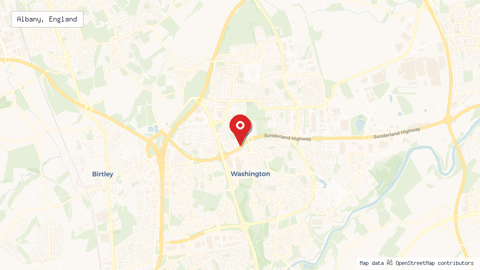 Street map of Albany, England with location pin