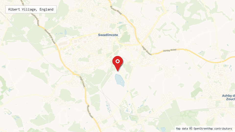 Street map of Albert Village, England with location pin