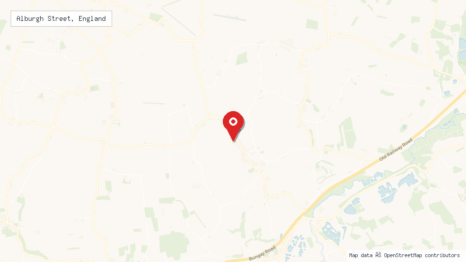 Street map of Alburgh Street, England with location pin
