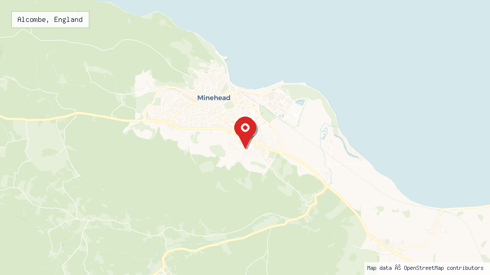 Street map of Alcombe, England with location pin