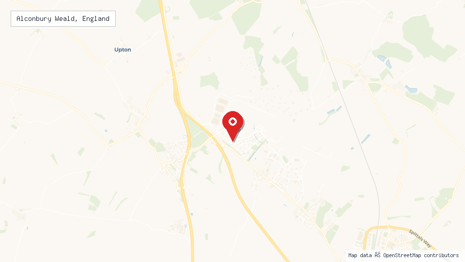 Street map of Alconbury Weald, England with location pin