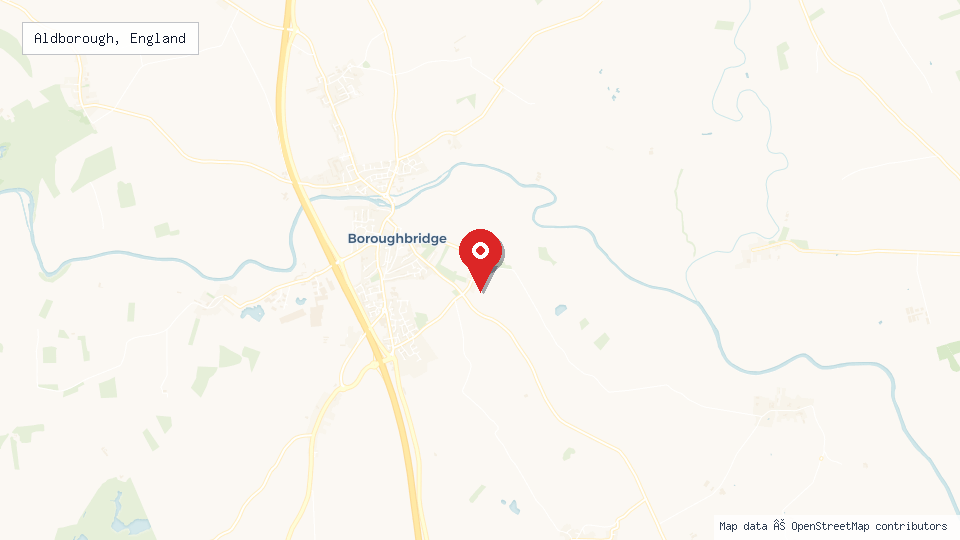 Street map of Aldborough, England with location pin