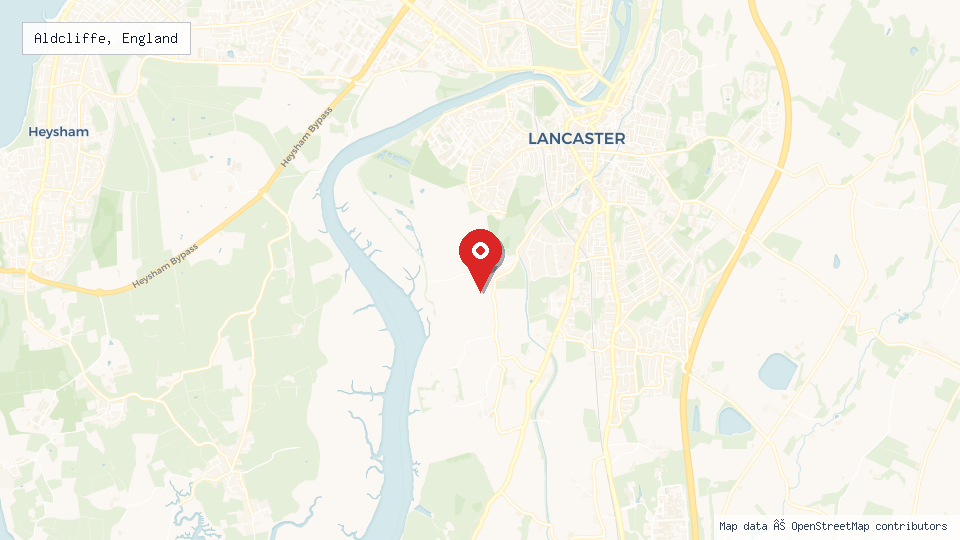 Street map of Aldcliffe, England with location pin