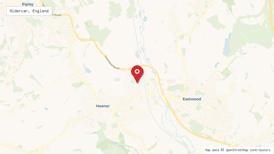 Street map of Aldercar, England with location pin