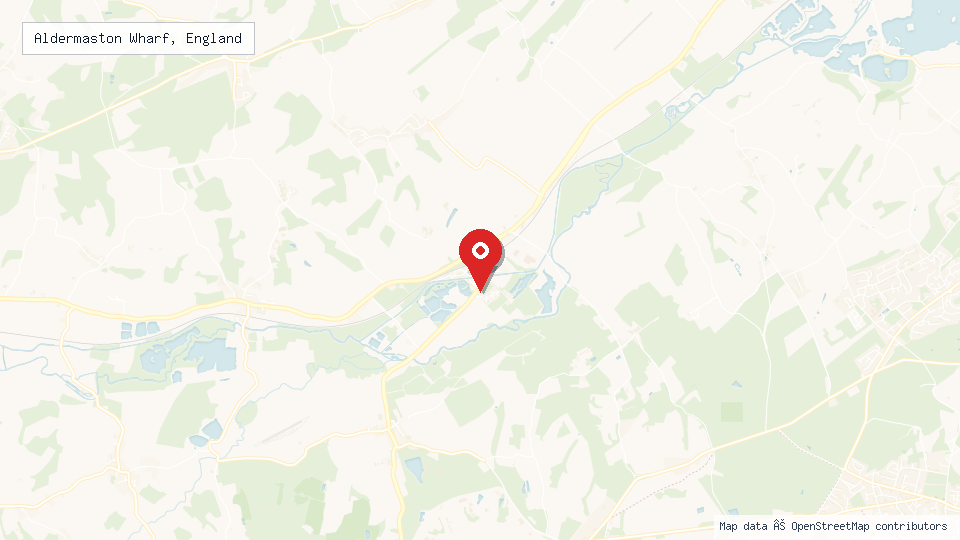 Street map of Aldermaston Wharf, England with location pin
