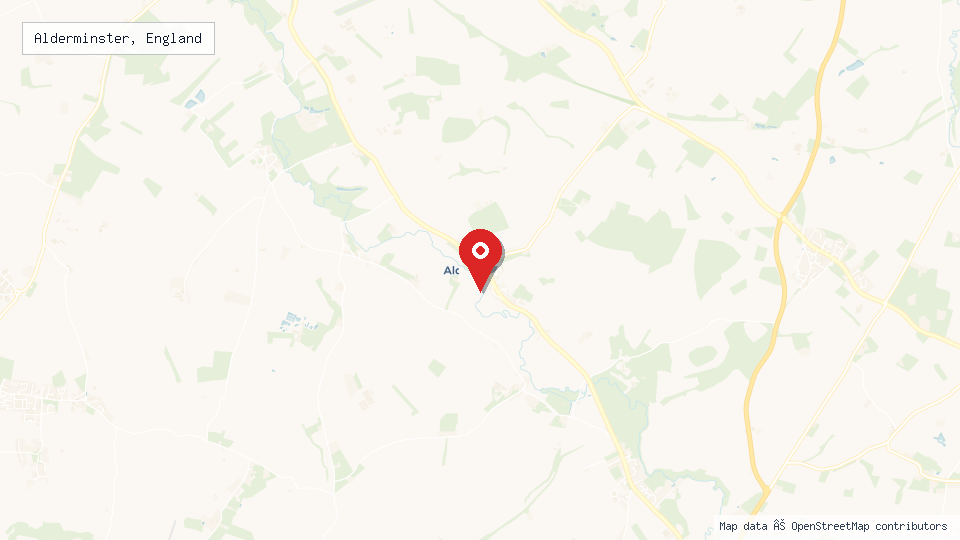Street map of Alderminster, England with location pin