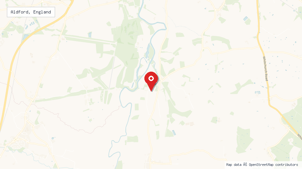 Street map of Aldford, England with location pin