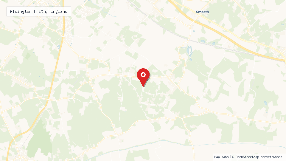 Street map of Aldington Frith, England with location pin