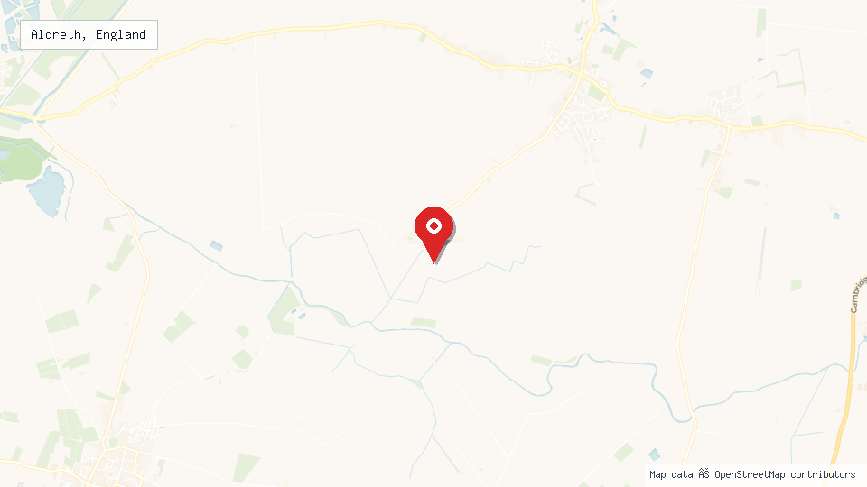 Street map of Aldreth, England with location pin