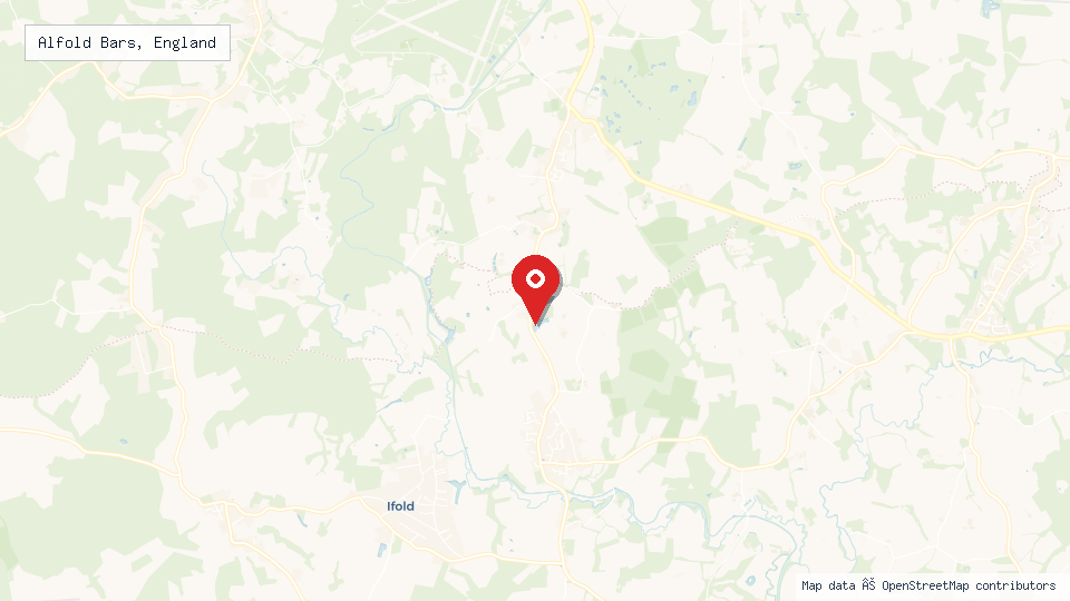 Street map of Alfold Bars, England with location pin