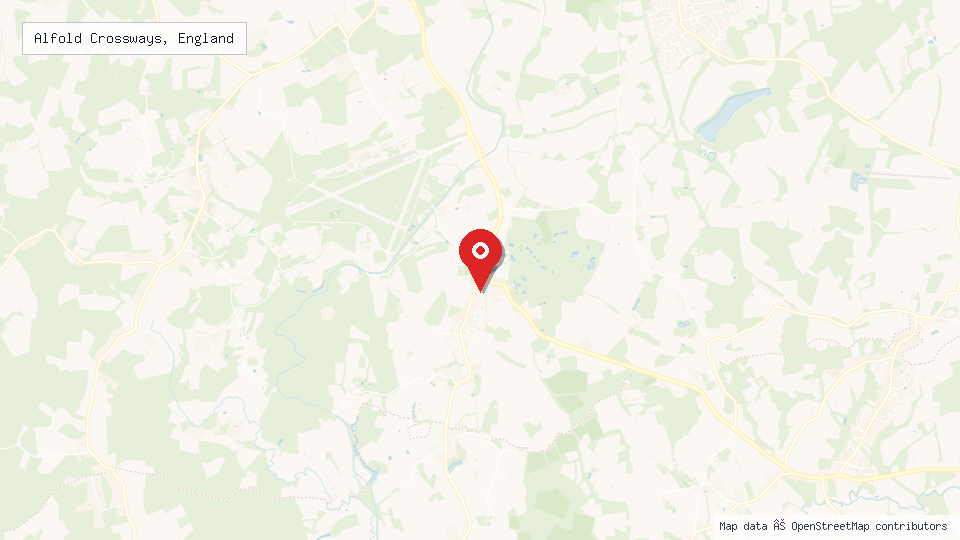 Street map of Alfold Crossways, England with location pin