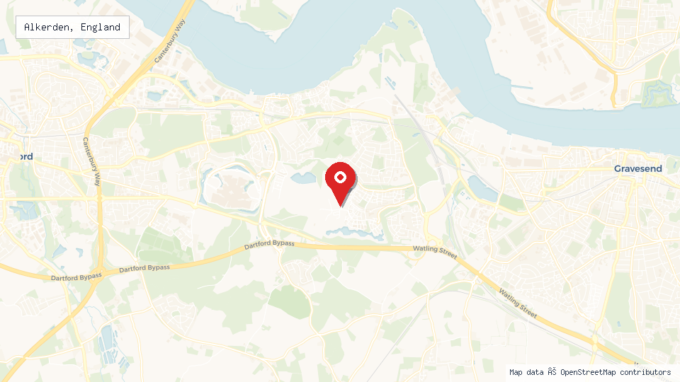 Street map of Alkerden, England with location pin