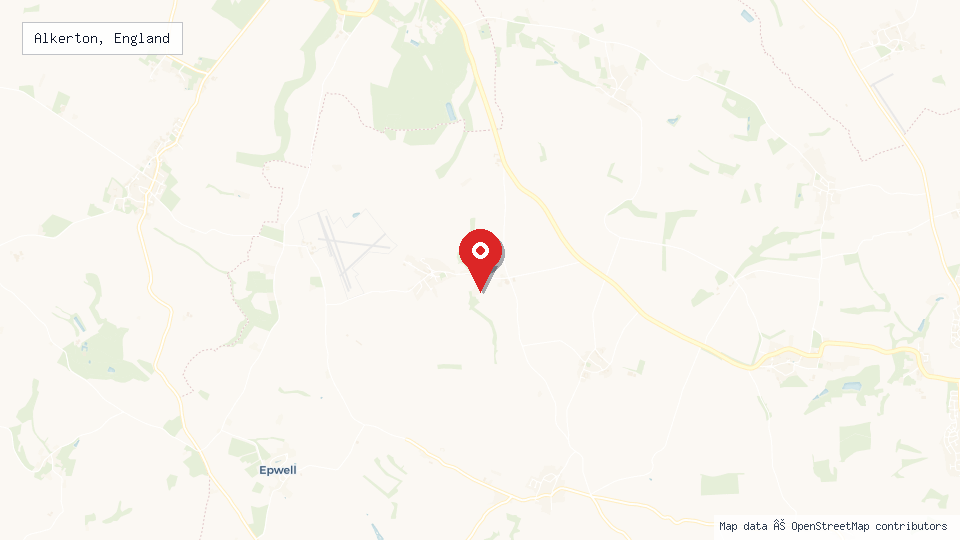 Street map of Alkerton, England with location pin