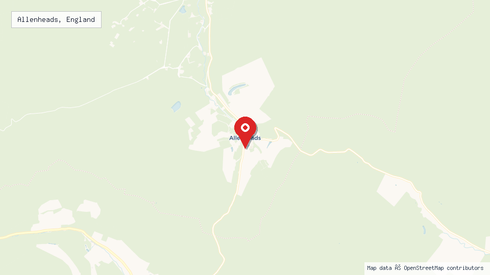 Street map of Allenheads, England with location pin