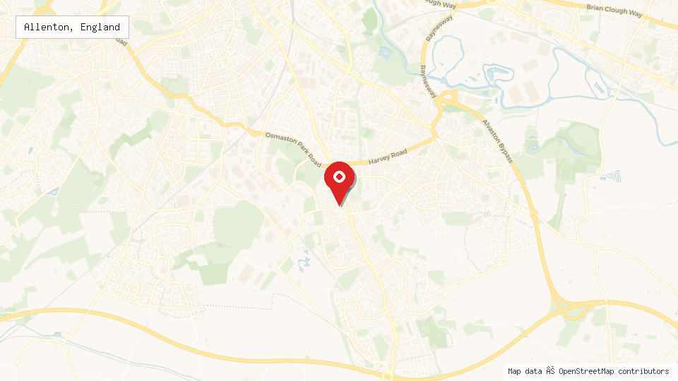 Street map of Allenton, England with location pin