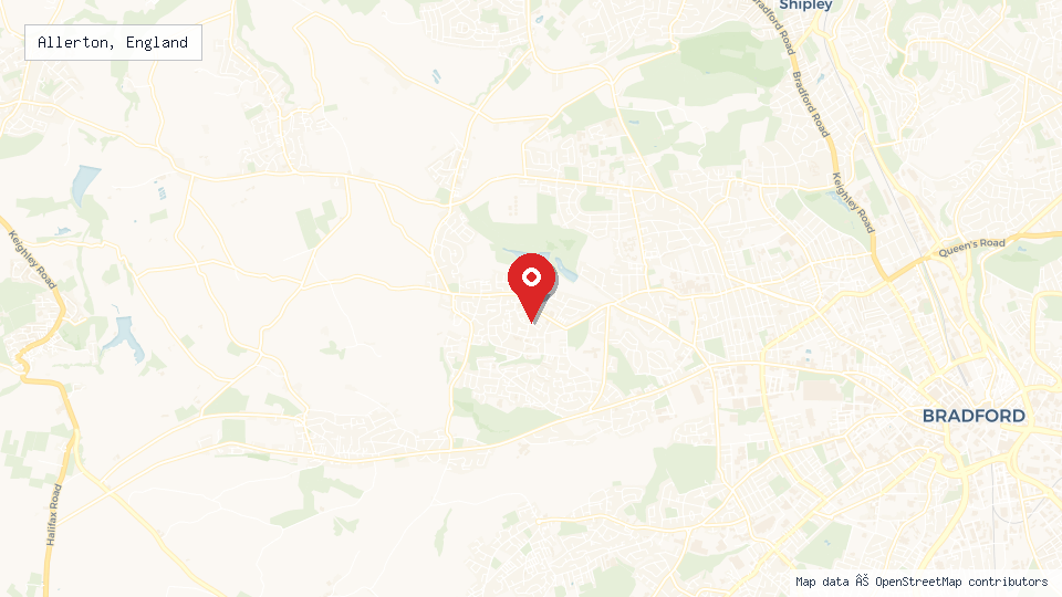 Street map of Allerton, England with location pin