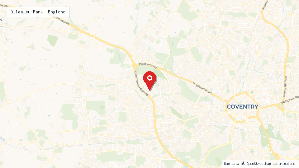 Street map of Allesley Park, England with location pin