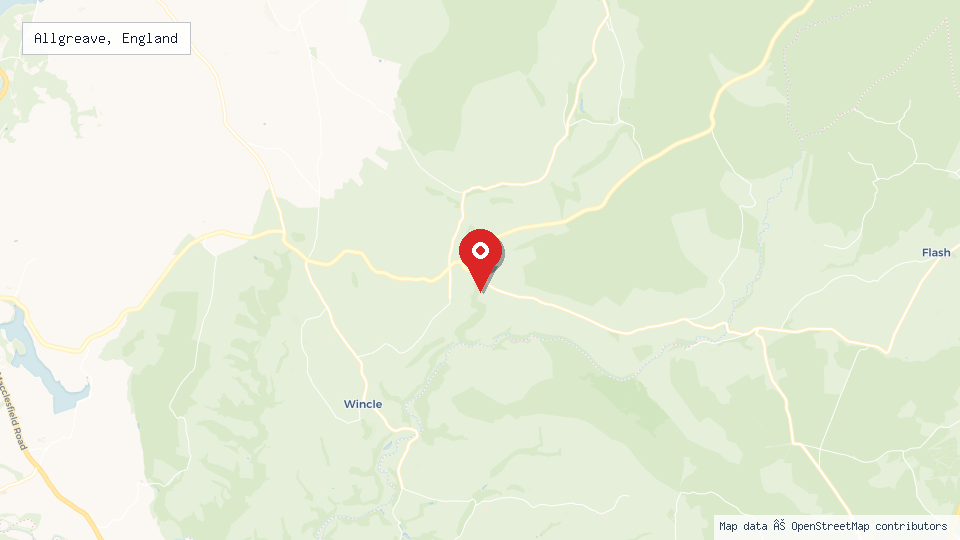 Street map of Allgreave, England with location pin