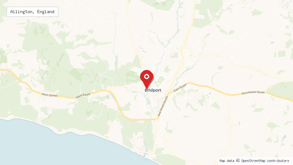 Street map of Allington, England with location pin