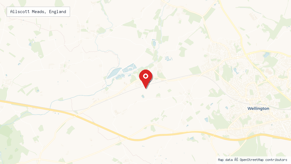 Street map of Allscott Meads, England with location pin