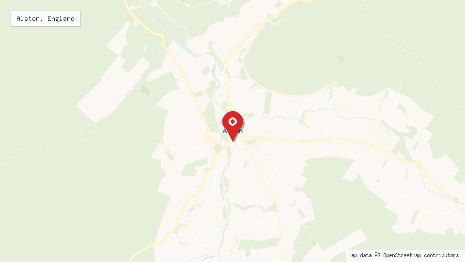 Street map of Alston, England with location pin